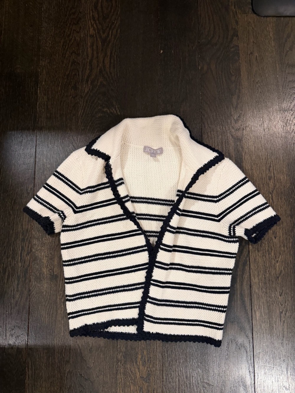 J. Crew Crochet short-sleeve cardigan in stripe - Picture 2 of 2